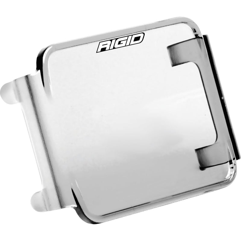 Rigid D-Series Cover on a studio background: A clear D-Series lens cover with a black Rigid logo along its top, on a white background