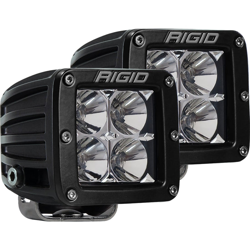Rigid D-Series PRO Pods Pair on a studio background: A pair of black D-Series PRO pods with flood reflector optics on a white background