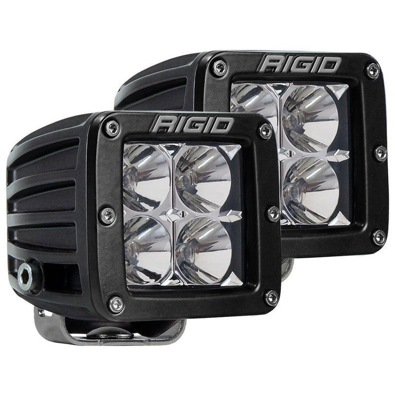 Rigid D-Series PRO Pods Pair on a studio background: A pair of black D-Series PRO pods with flood reflector optics on a white background
