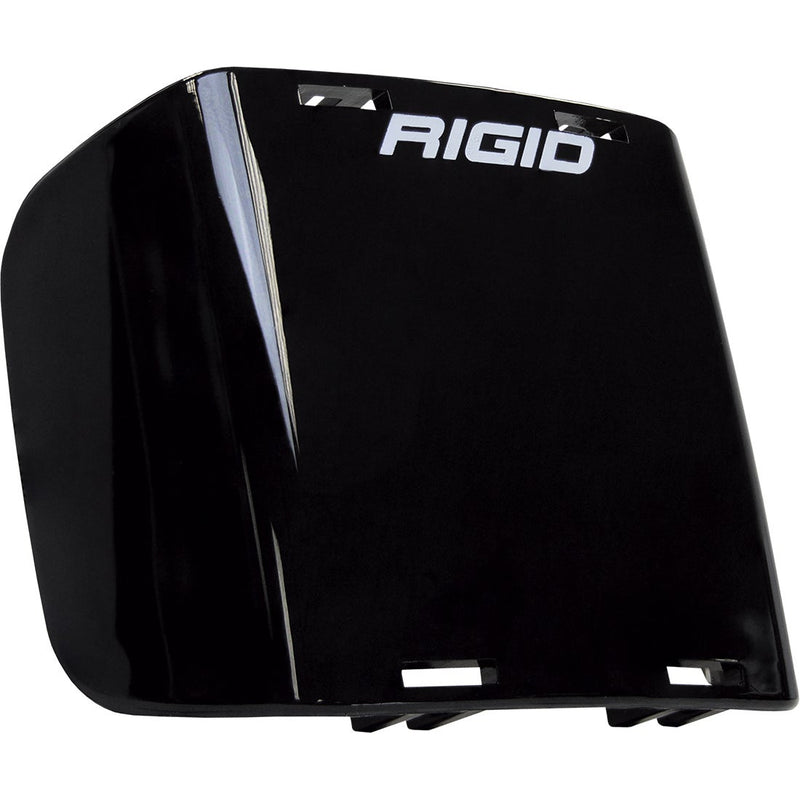 Close-up of the Rigid D-SS Pod Cover: A glossy black snap-on D-SS pod cover with white Rigid lettering on a white background