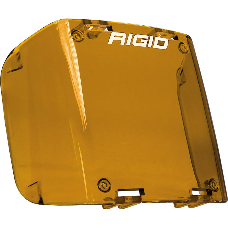Close-up of the Rigid D-SS Pod Cover: A translucent yellow snap-on D-SS pod cover with white Rigid lettering on a white background