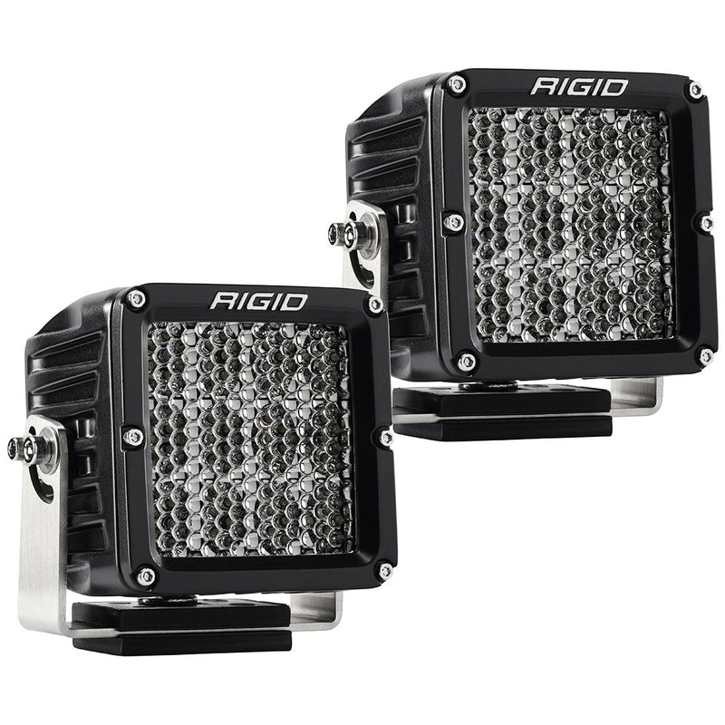 Rigid D-XL PRO Pods Pair on a studio background: A pair of black D-XL PRO pods with frosted driving diffused lenses on a white background