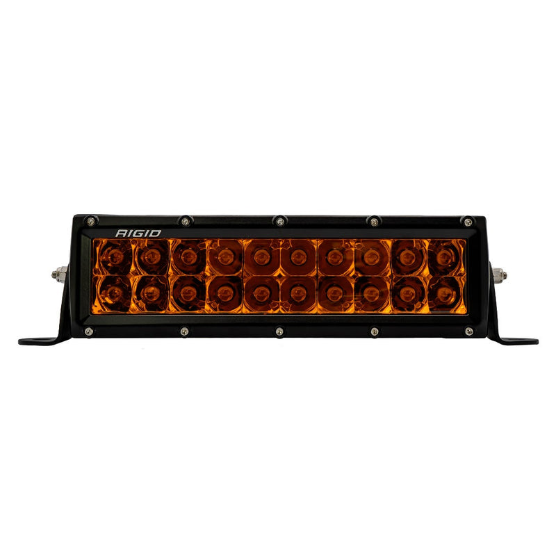 Rigid E-Series PRO 10" on a studio background: A black 10" E-Series PRO light bar with an amber spot lens on a white background
