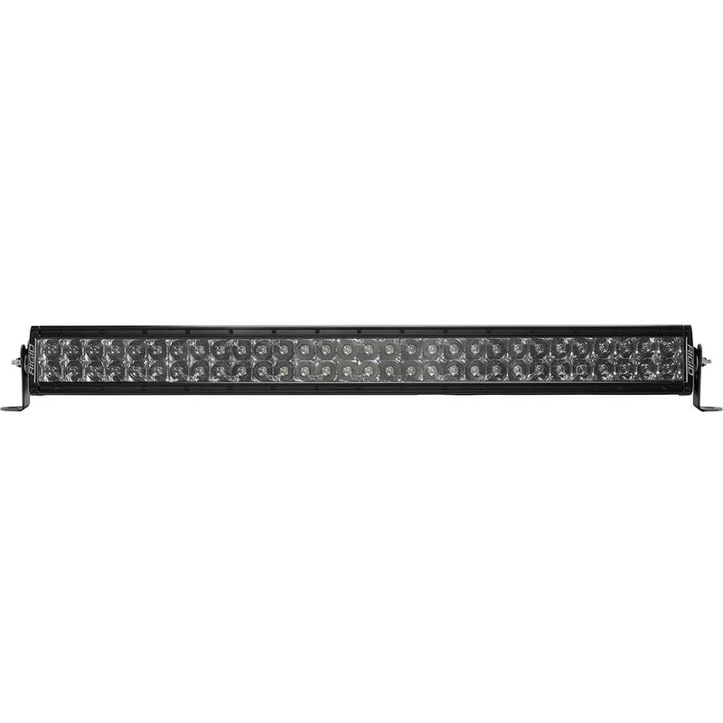 Rigid E-Series PRO 30" on a studio background: black 30" dual-row E-Series PRO LED light bar with blacked-out midnight optics on end-mount brackets against white