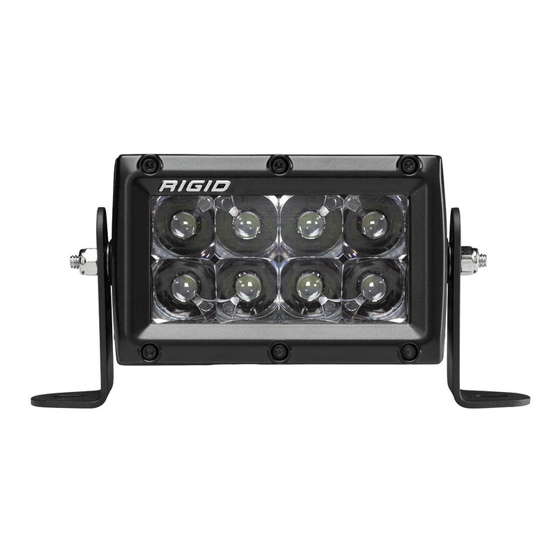 Rigid E-Series PRO 4" on a studio background: black 4" E-Series PRO LED light with blacked-out midnight optics on side brackets, front view against white