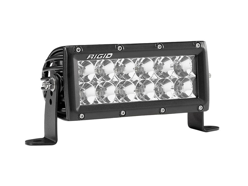 Rigid E-Series PRO 6" on a studio background: black 6" E-Series PRO LED light with twelve spot reflectors on side brackets against white