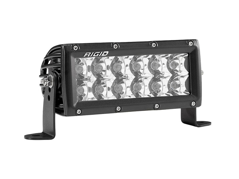 Rigid E-Series PRO 6" on a studio background: black 6" E-Series PRO LED light with twelve flood reflectors on side brackets against white