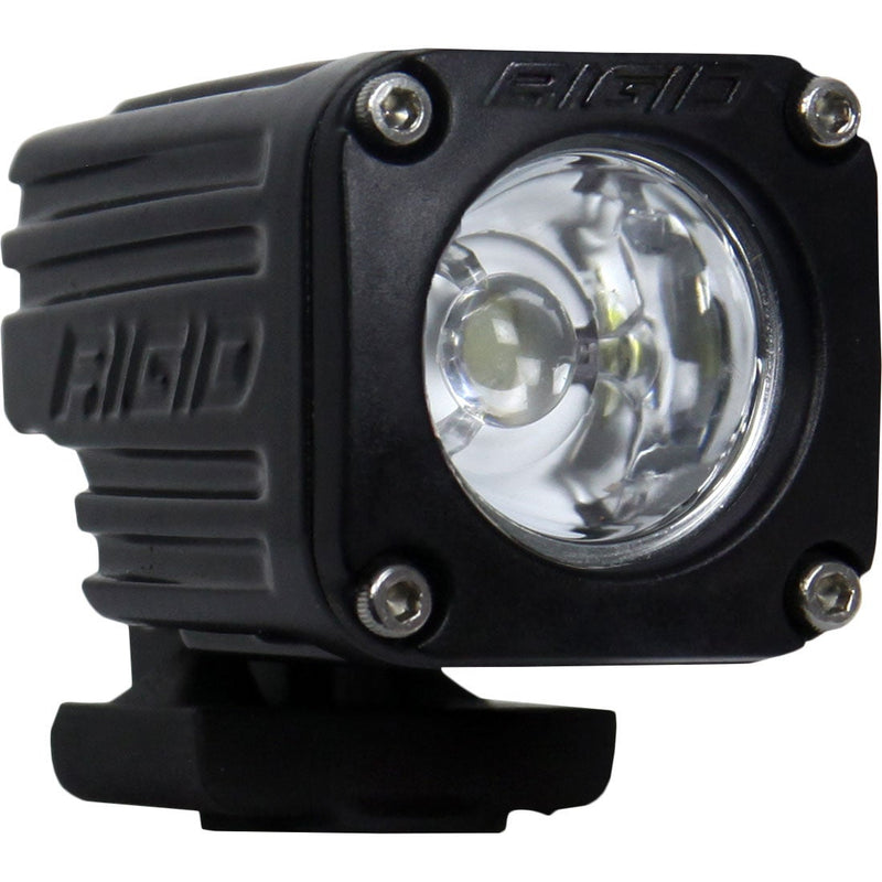 Rigid Ignite Pod on a studio background: black Ignite pod with a clear spot optic on its mounting base, three-quarter view on white