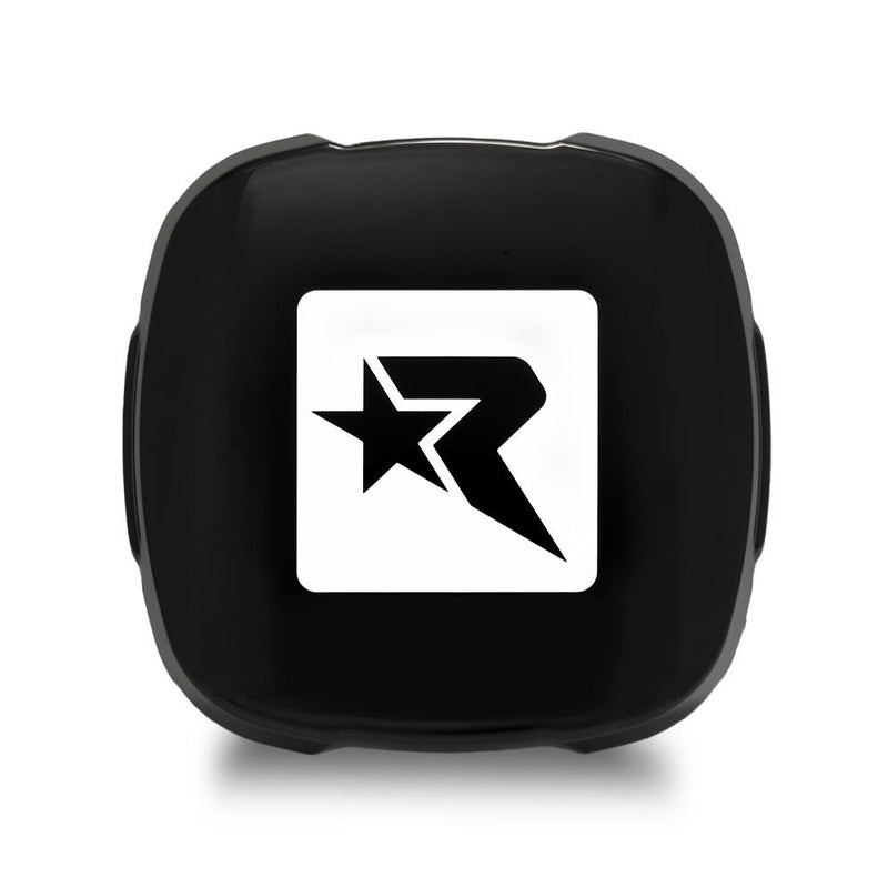 Rigid Phoenix Black Light Color on a studio background: black square pod cover with a white Rigid R logo panel on white