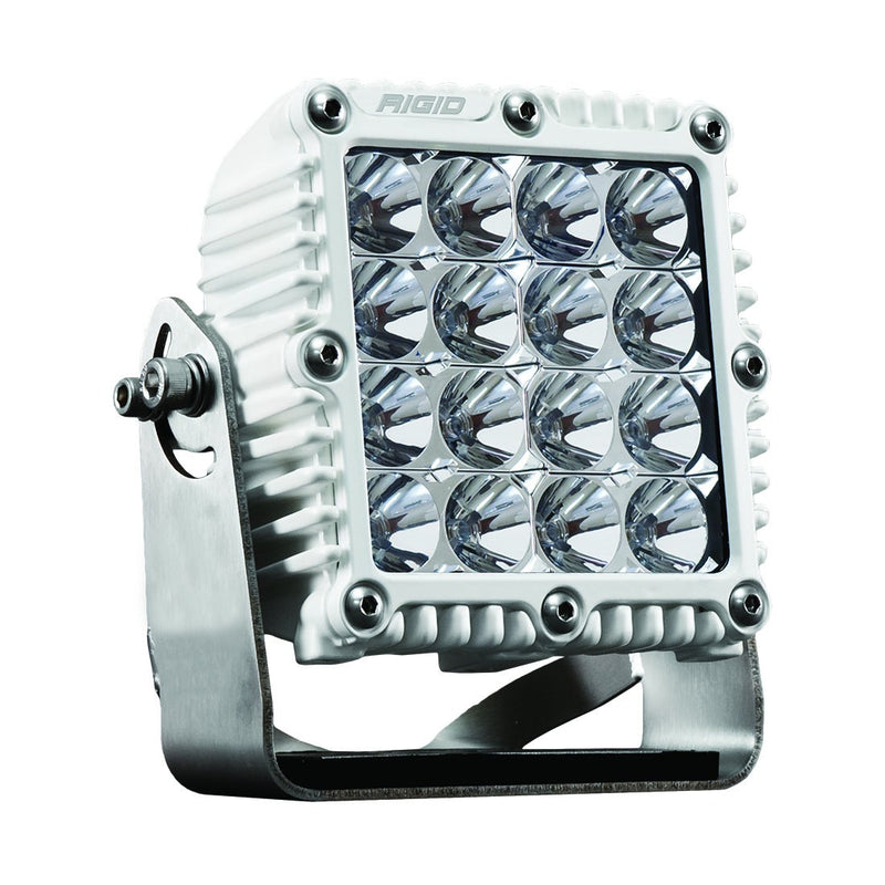 Rigid Q-Series PRO Flood Pod White on a studio background: white-housing Q-Series PRO square pod with sixteen flood reflector optics on a bracket, on white