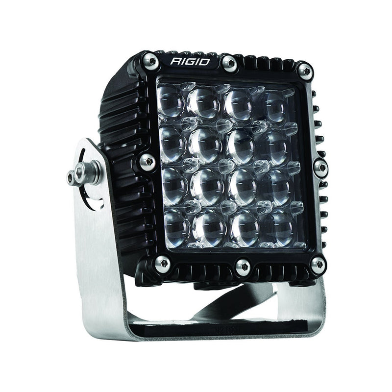 Rigid Q-Series PRO Pod on a studio background: black Q-Series PRO square pod with clear hyperspot optics on a stainless bracket, three-quarter view