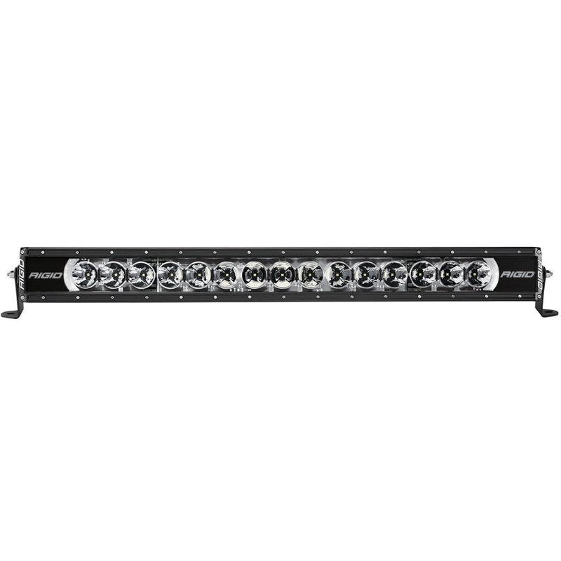 Rigid Radiance+ 30" RGBW on a studio background: black 30" Radiance+ LED light bar with round optics and a white backlight, shown front-on against white
