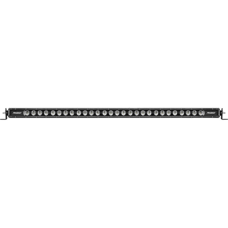 Rigid Radiance+ SR-Series 40" RGBW on a studio background: front view of a long black Radiance+ SR-Series single-row LED light bar with end brackets on white