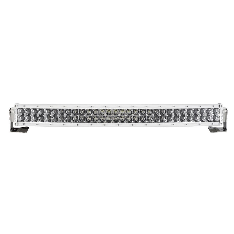 Rigid RDS-Series PRO 30" Spot White on a studio background: front view of a white-housing curved RDS-Series PRO LED light bar with two rows of spot optics and black end feet on white