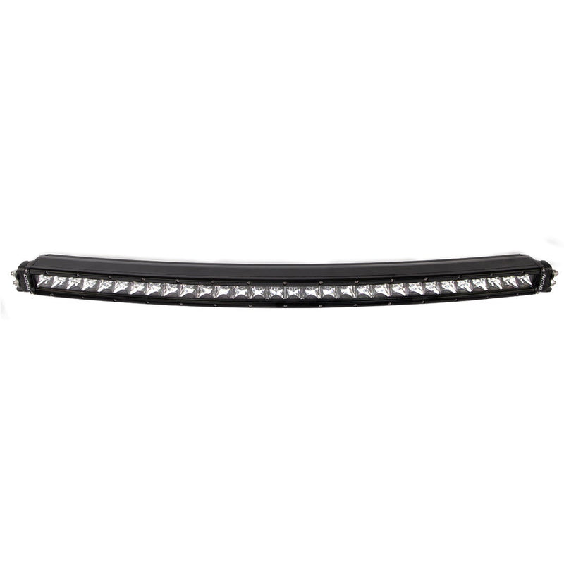 Rigid RDS SR-Series PRO 30" Spot on a studio background: front view of a black curved single-row RDS SR-Series PRO LED light bar with end brackets on white