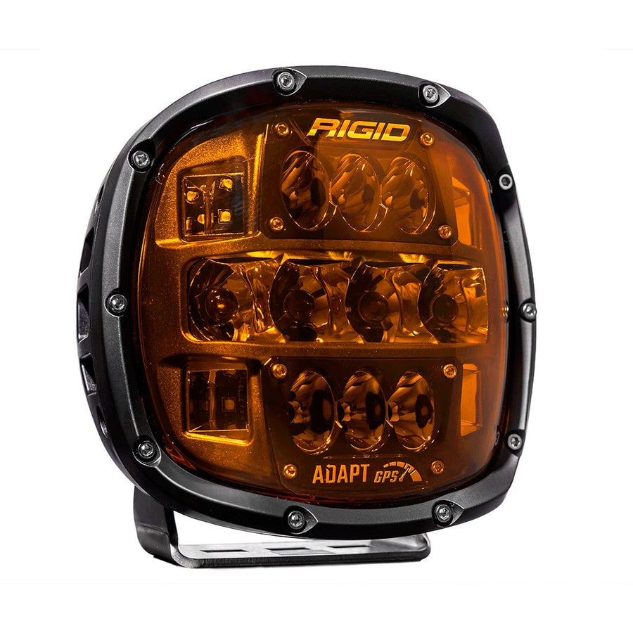 Adapt Adaptive Light Bars by Rigid: Front view of a black Adapt XP light with an amber lens and multiple optics.