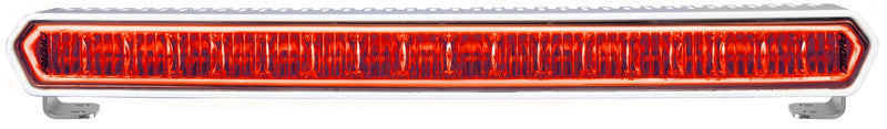 Rigid SR-L Series Marine 20" Bar White with Red Halo: a white-housing 20" single-row LED bar with its halo ring lit red, front view on white