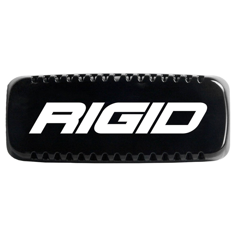 Rigid SR-Q Pod Cover on a studio background: A black Rigid SR-Q pod cover with a large white Rigid logo on a white background