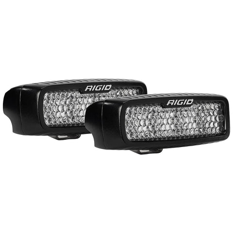 Rigid SR-Q Series PRO Flood Diffused Backup Kit on a studio background: A pair of black Rigid SR-Q surface mount pods with clear diffused lenses on a white background