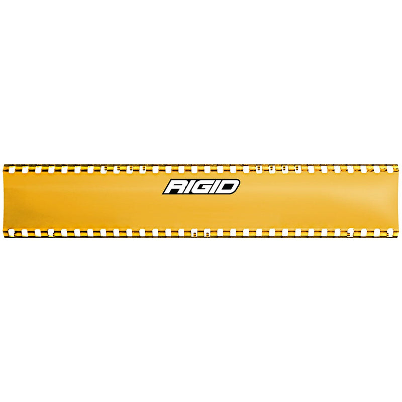 Rigid SR-Series 10" Cover on a studio background: A yellow SR-Series light bar lens cover with a Rigid logo, shown flat on a white background
