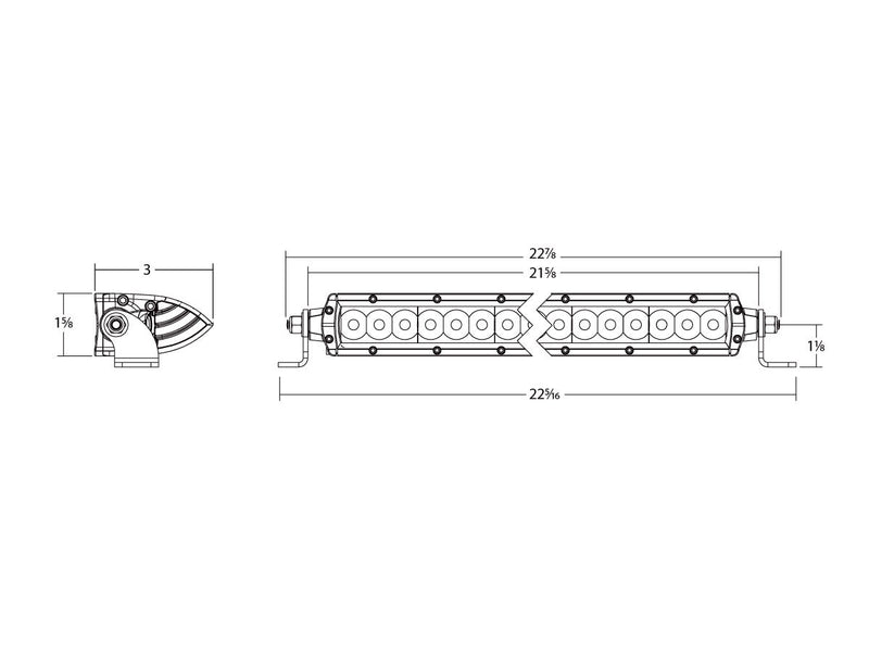 Rigid SR-Series 20" Spot Amber PRO: A line drawing gives the length and height dimensions of the Rigid SR-Series 20" light bar