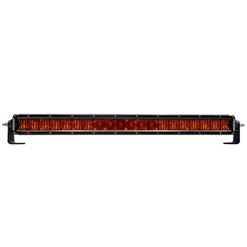 Rigid SR-Series 20" Spot Amber PRO on a studio background: A Rigid SR-Series 20" LED light bar with an amber PRO lens shown head on against white