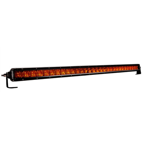 Rigid SR-Series 30" Spot Amber PRO on a studio background: A Rigid SR-Series 30" LED light bar with an amber PRO lens on a white background
