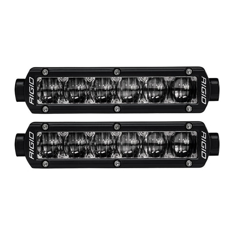 Rigid SR-Series 6" SAE Fog Lights Pair on a studio background: A pair of Rigid SR-Series 6" SAE fog light bars with clear lenses on a white background