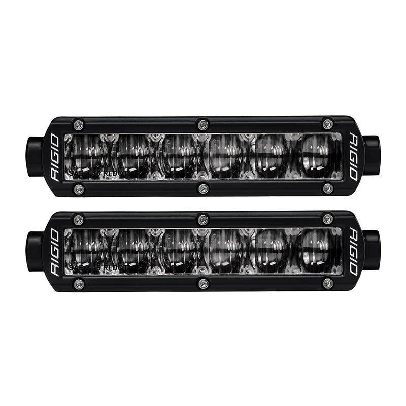 Rigid SR-Series 6" SAE Fog Lights Pair on a studio background: A pair of Rigid SR-Series 6" SAE fog light bars with clear lenses on a white background