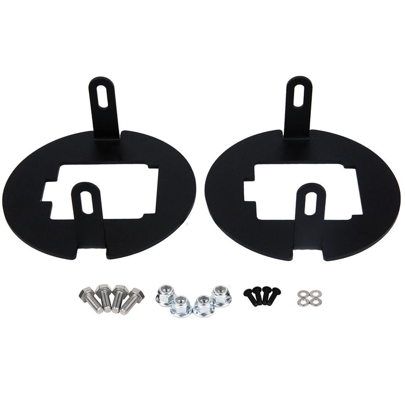 Rigid Fog Mounts: two black fog pocket mounting plates with bolts and nuts, on white