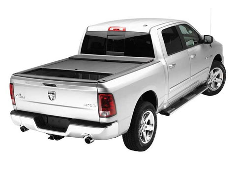Roll-N-Lock M-Series closed on a silver 2009-2018 Ram 1500 crew cab