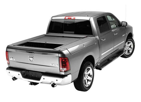 Roll-N-Lock M-Series closed on a silver 2009-2018 Ram 1500 crew cab