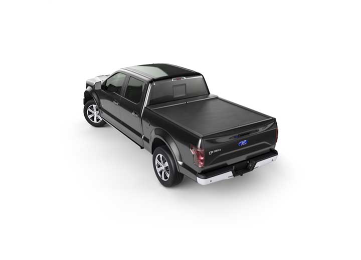 Roll-N-Lock M-Series closed on a 2015-2020 Ford F-150 SuperCrew, rear three-quarter view