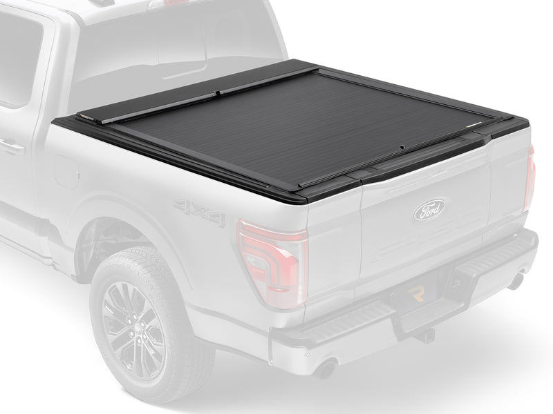 Roll-N-Lock M-Series shown fitted to a 2021-2026 Ford F-150 in a cutaway illustration