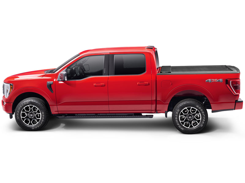 Roll-N-Lock M-Series XT closed, full side profile of a 2021-2026 Ford F-150