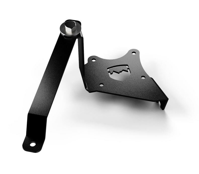 TeraFlex black under-hood air compressor mount bracket on a white background