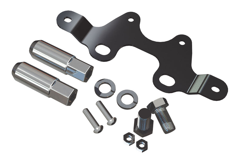 TeraFlex Alpha license plate and 3rd brake light mount bracket with lug nuts and hardware on a white background