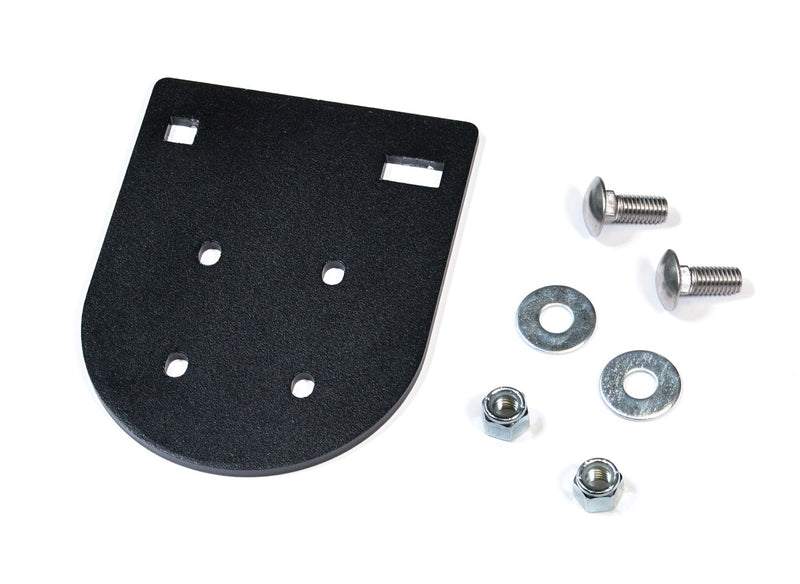 TeraFlex RotopaX Hi-Lift jack mount plate with bolts, washers and nuts on a white background