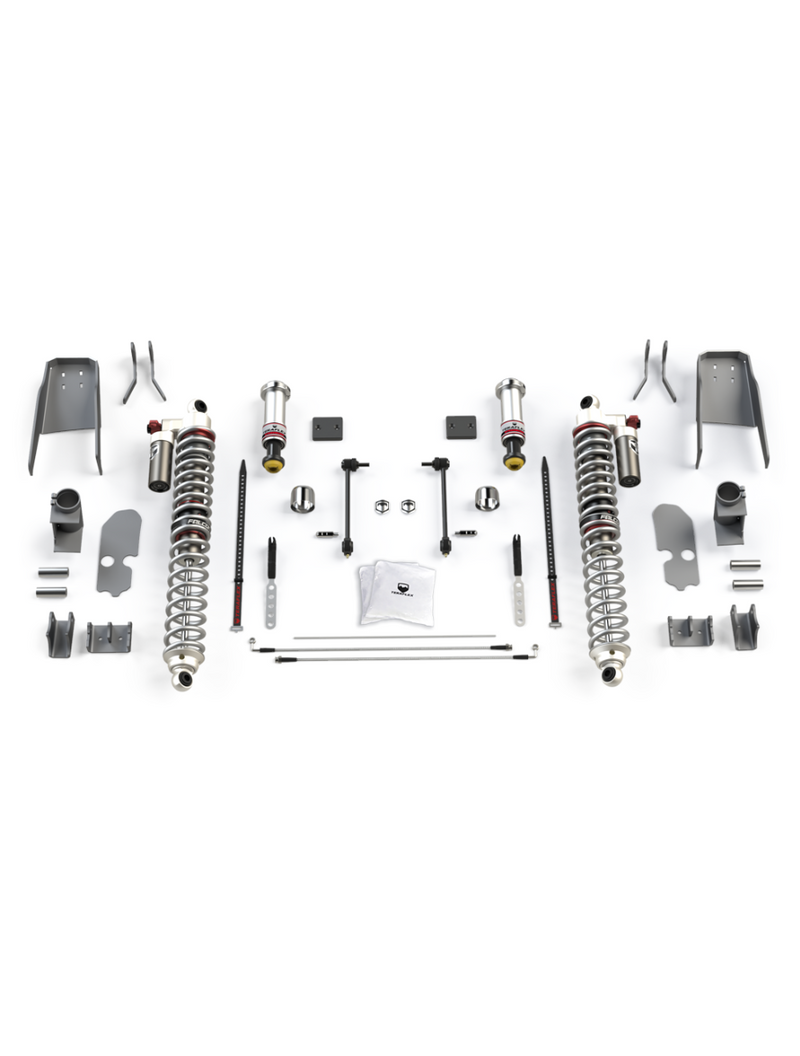TeraFlex Alpine RT coilover suspension system front kit on a white background