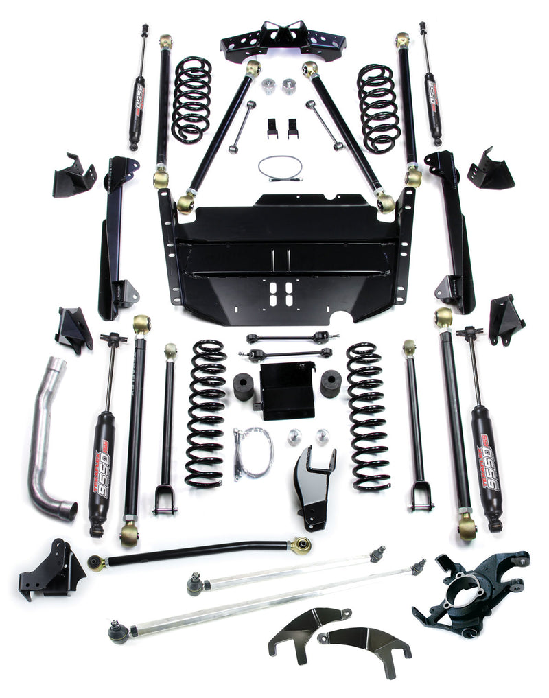 TeraFlex Pro LCG long arm suspension system with High Steer parts and 9550 VSS shocks on a white background