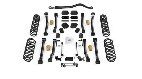 TeraFlex Alpine Short Arm Suspension System, shown on a studio background: TeraFlex short-arm lift kit with springs, eight control arms, track bar and Falcon bump stops on white