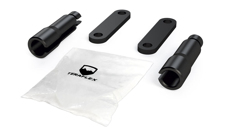 TeraFlex Brake Component, shown on a studio background: two black TeraFlex sleeves, two link plates and a TeraFlex hardware pack on white