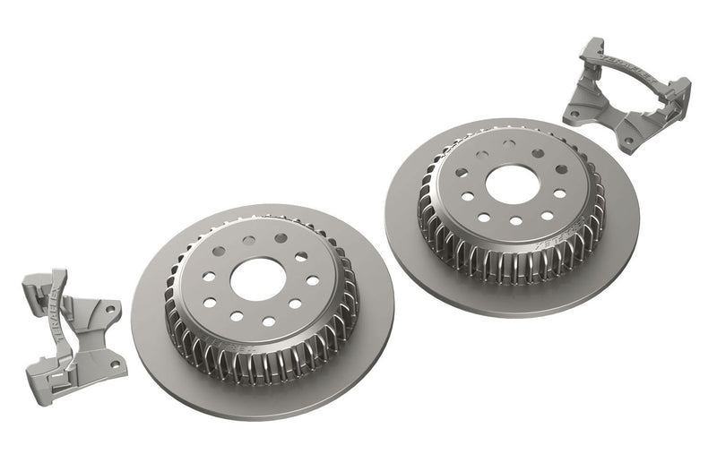 TeraFlex rear big rotor kit with two smooth rotors and caliper brackets on a white background