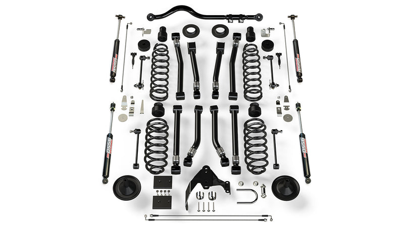 TeraFlex 4" Suspension System with 8 Alpine Short Control Arms & 9550 VSS Twin-Tube on a white background