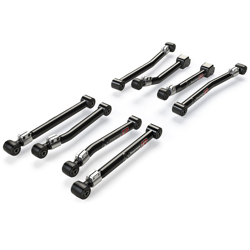 TeraFlex Control Arm, shown on a studio background: eight black TeraFlex Alpine IR short control arms on white