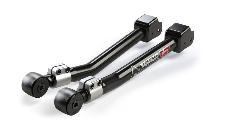 TeraFlex Control Arm, shown on a studio background: two bent black adjustable Alpine IR control arms with box ends on white