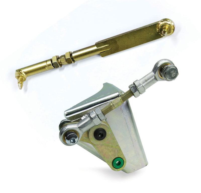 TeraFlex transfer case shift linkage adapter bracket with adjustable rod on a white background