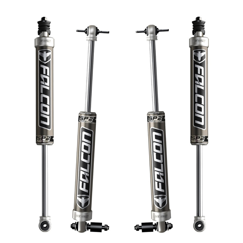 Set of four TeraFlex Falcon SP2 2.1 monotube shocks on a white background