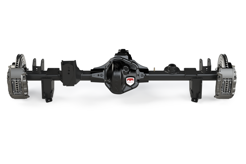 TeraFlex HD Axle, shown on a studio background: black TeraFlex rear axle assembly with shield-badge diff cover and disc brakes on white