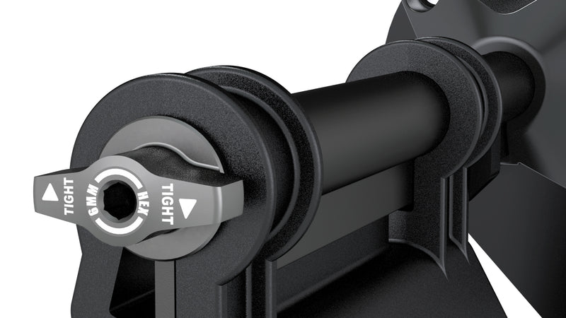 Close-up of a TeraFlex Transit Mud Flap mount and its tightening knob